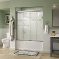 Semi-Frameless Sliding Bathtub Door in Chrome with Tranquility Glass A610