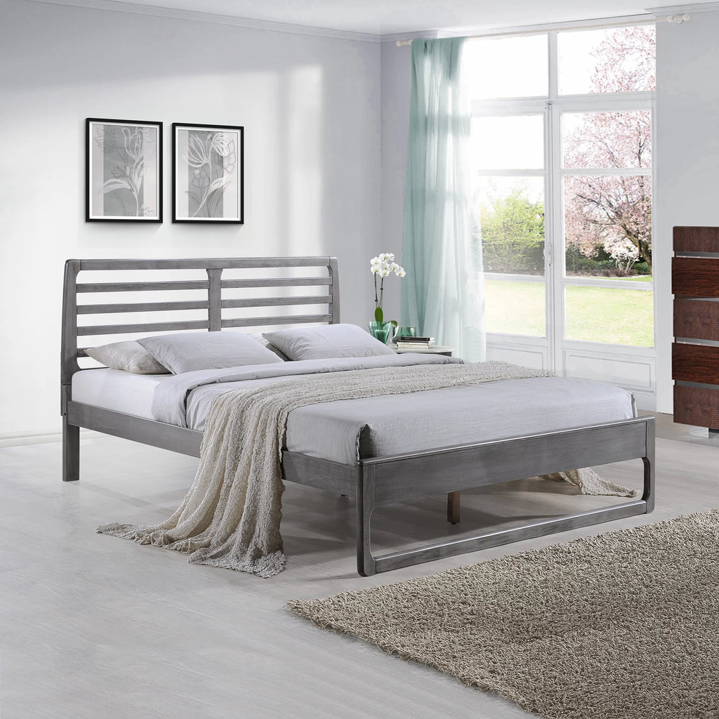 Queen Wooden Platform Bed J70874