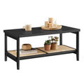 2-Tier Coffee Table with PVC Rattan Storage Shelf C8316