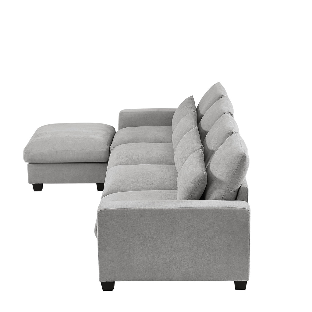 Light Gray L-Shape Feather Filled Sectional Sofa H708