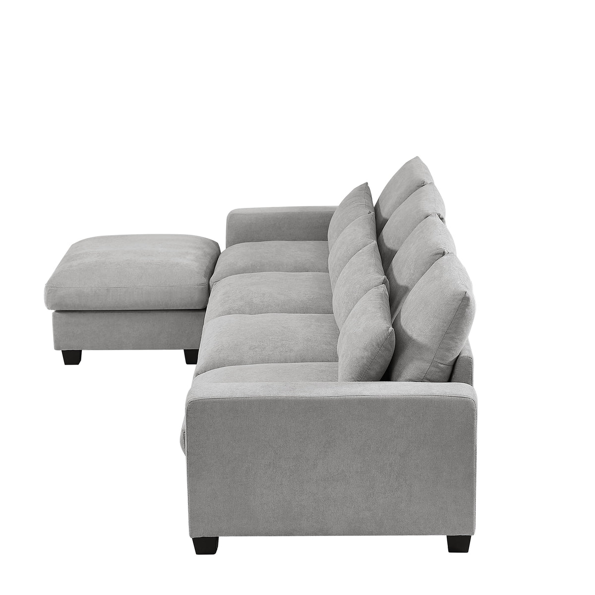 Light Gray L-Shape Feather Filled Sectional Sofa H708