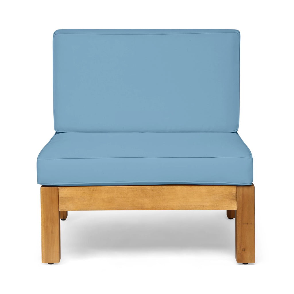 Teak Blue 8 Seater Wood Sectional Sofa Set with Coffee Table I26529