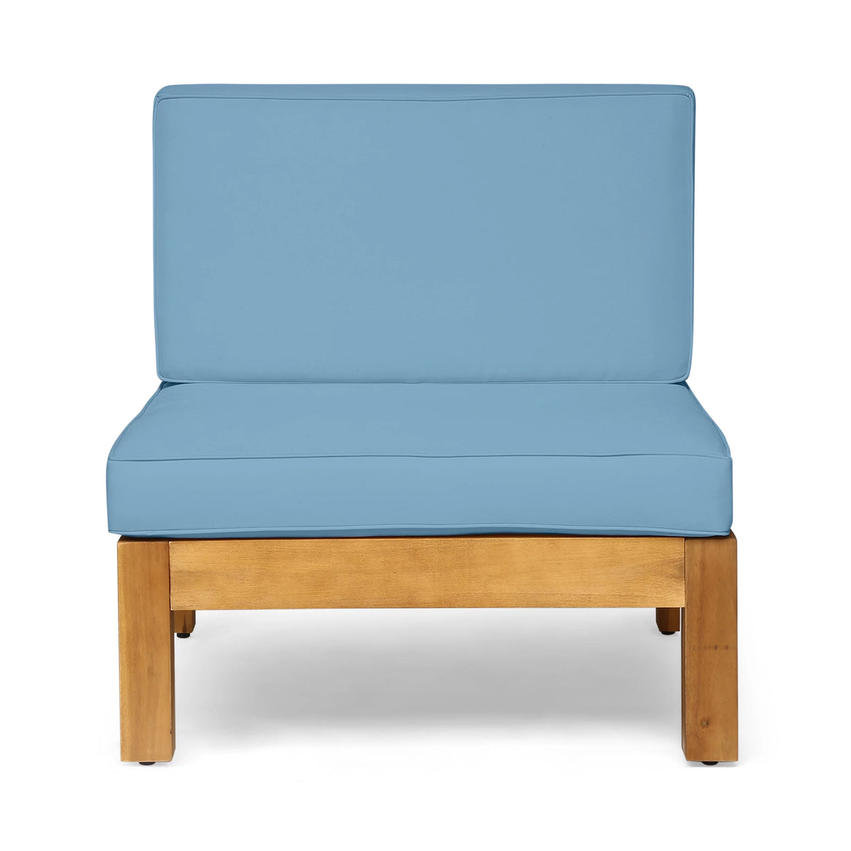 Teak Blue 8 Seater Wood Sectional Sofa Set with Coffee Table I26529