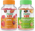 Zinc Kids Turmeric Curcumin Kids Gummies Bundle Gluten Free GMO Free Chewable Gummy Vitamin Supplement B58244
