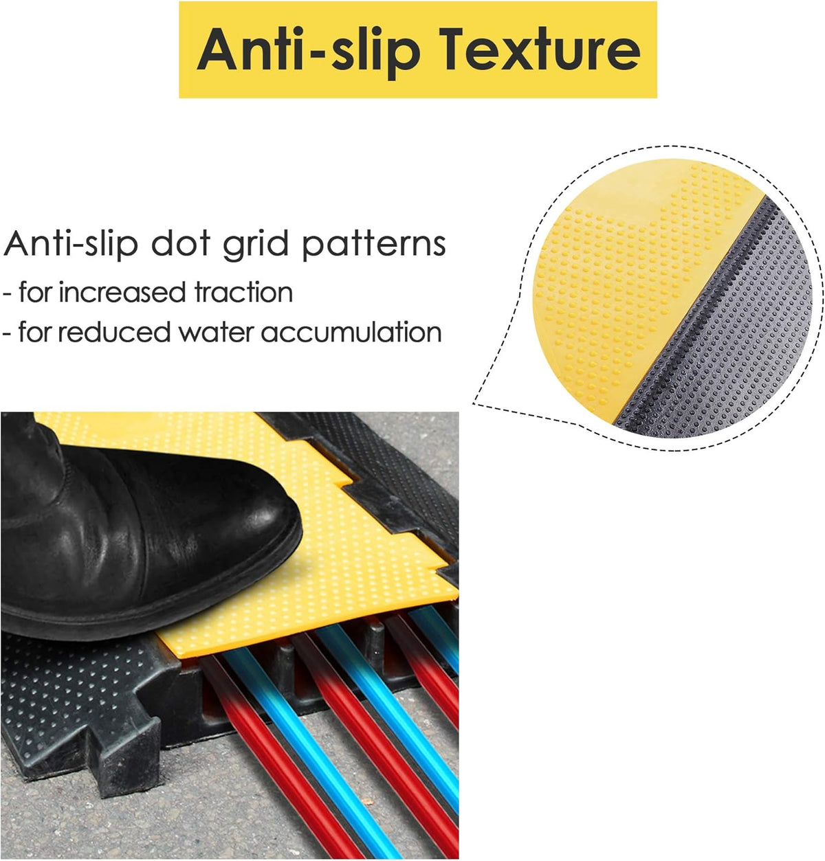 4 Channel Cable Ramp Floor Cover Cord Protector Wire Guard, 55000lbs, Pack of 2 Z279