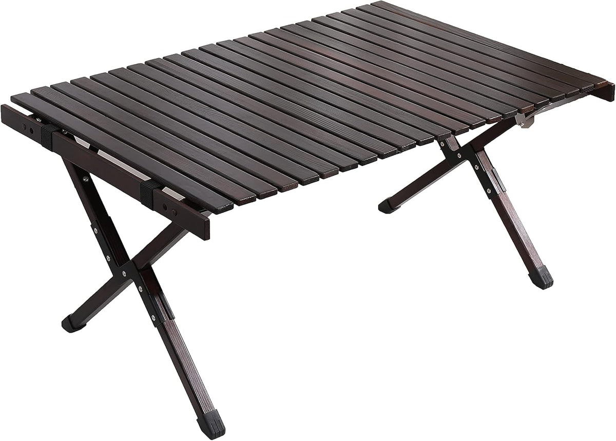 Wood Portable Foldable Camping Table with Carry Bag, Walnut, Small K412164