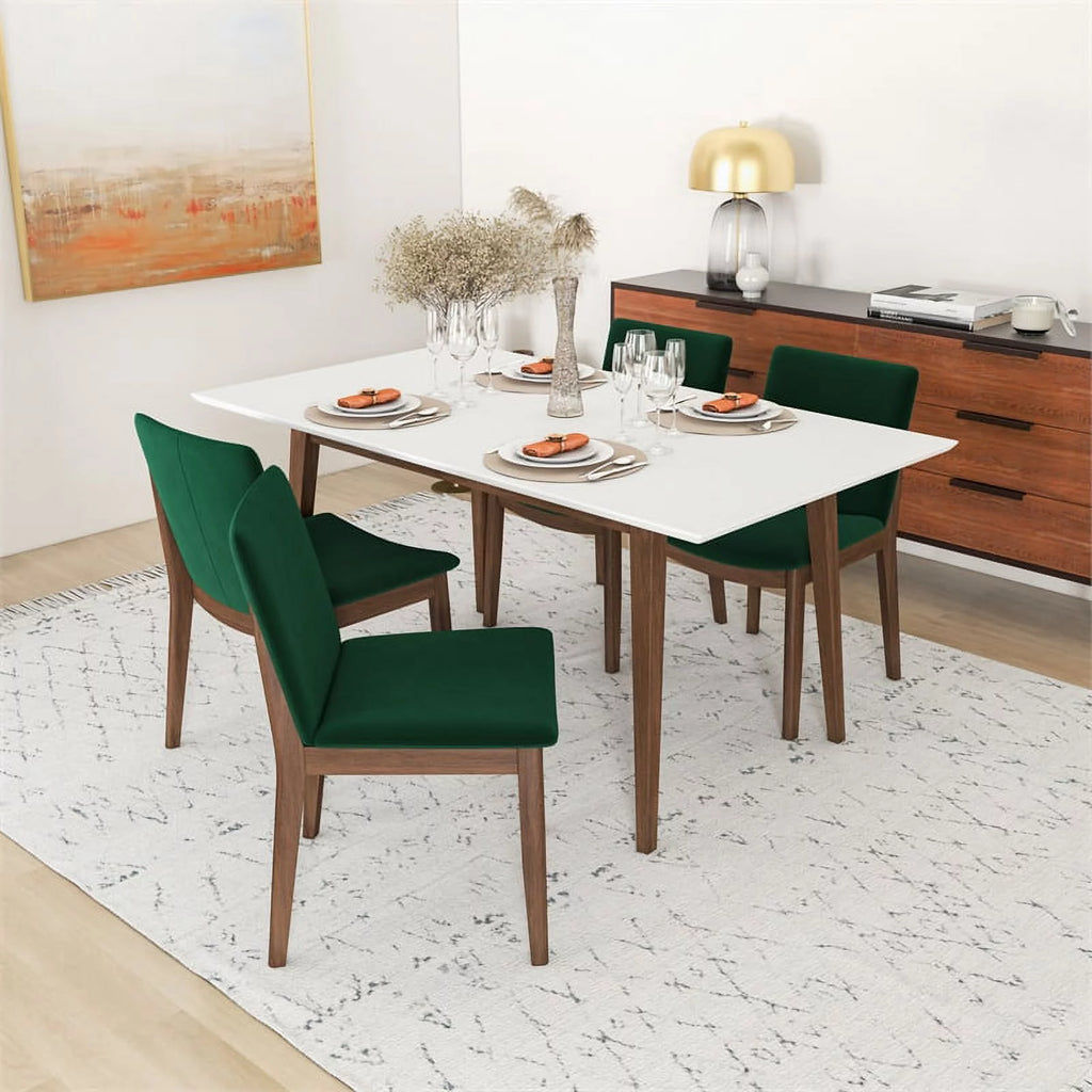 Solid Wood Walnut Dining Table and Chair Set of 4 F41548