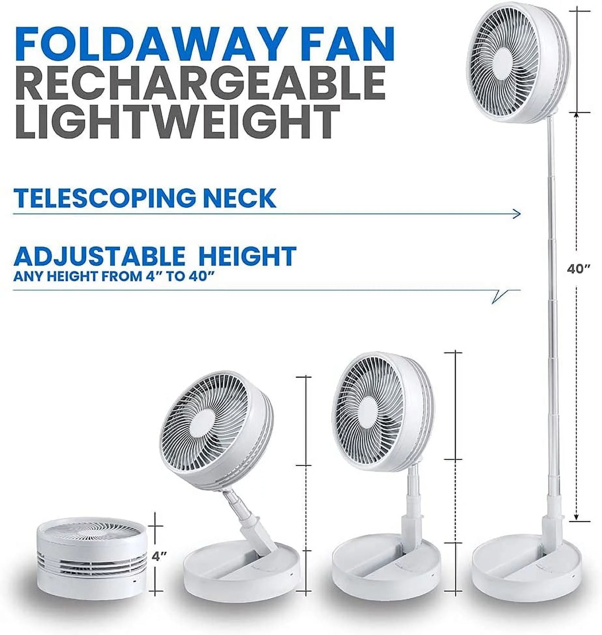 2in1 Foldable Portable Rechargeable Fan L36338