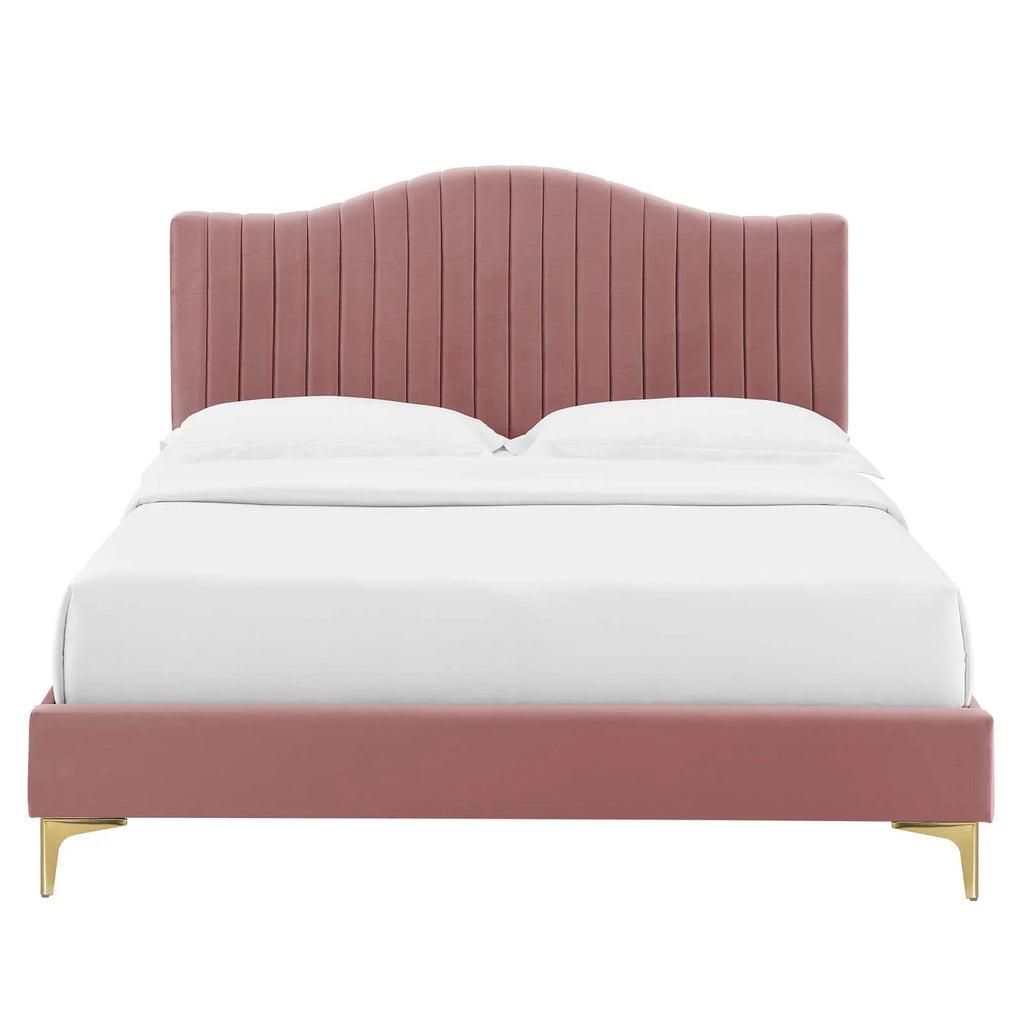 Pink Velvet Tufted Twin Size Platform Bed Frame N496637