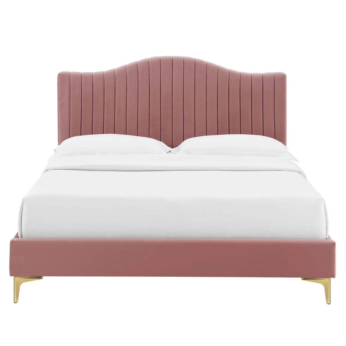 Pink Velvet Tufted Twin Size Platform Bed Frame N496637