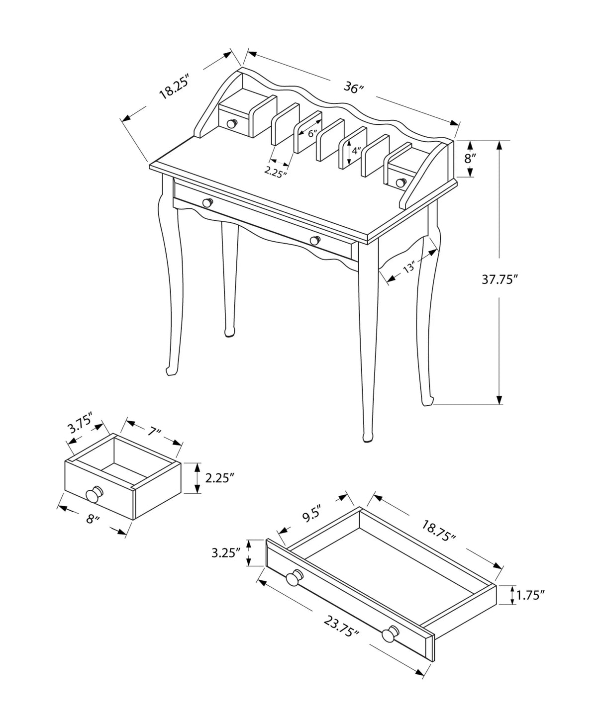 Brown Wood Computer Desk with Storage Drawers M261540