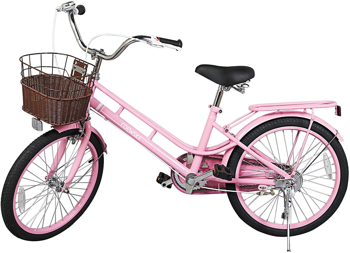 Kids 20 inch Bike with Hand Brake and Kickstand, Pink E855