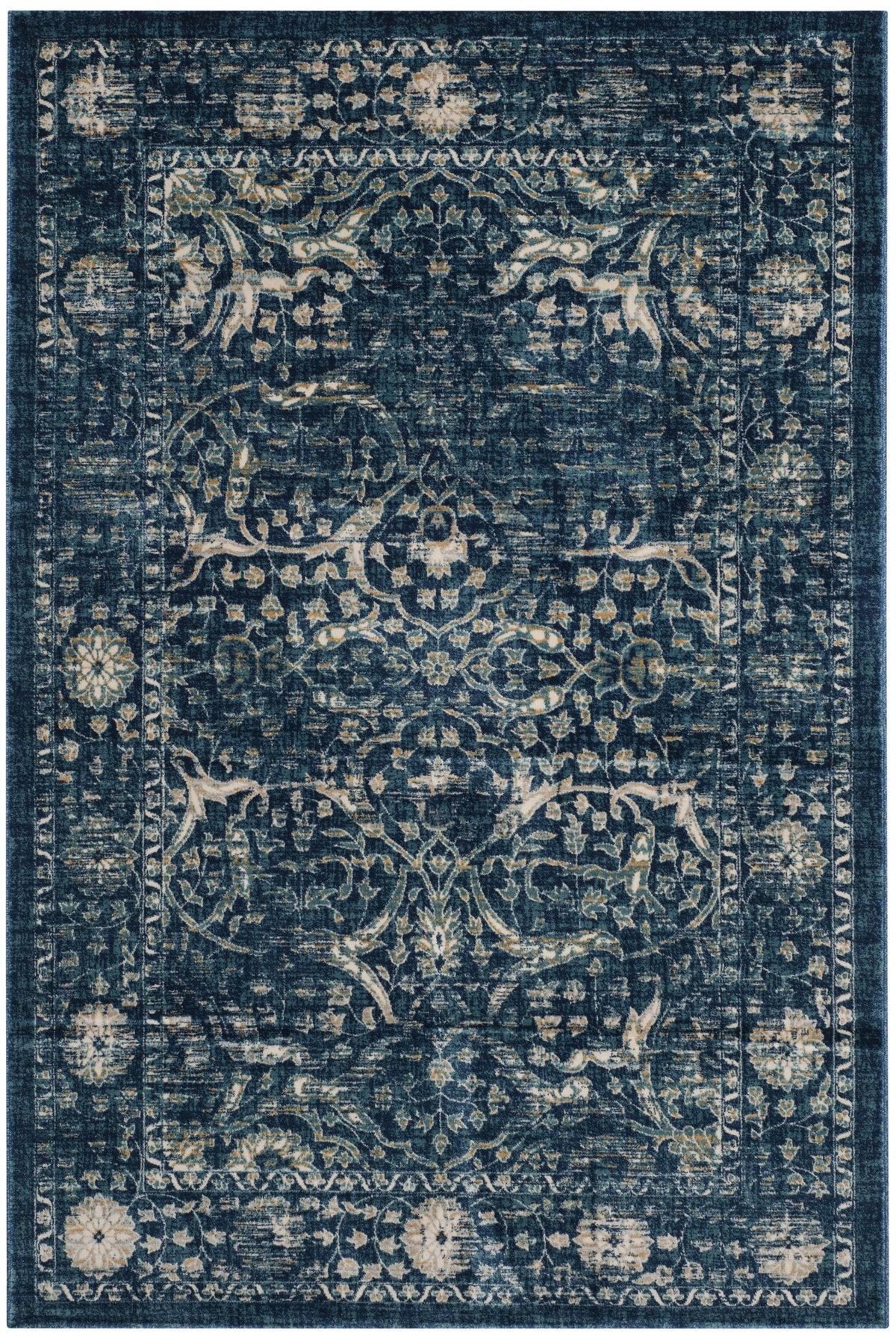 Navy / Beige Runner Rug Y14201