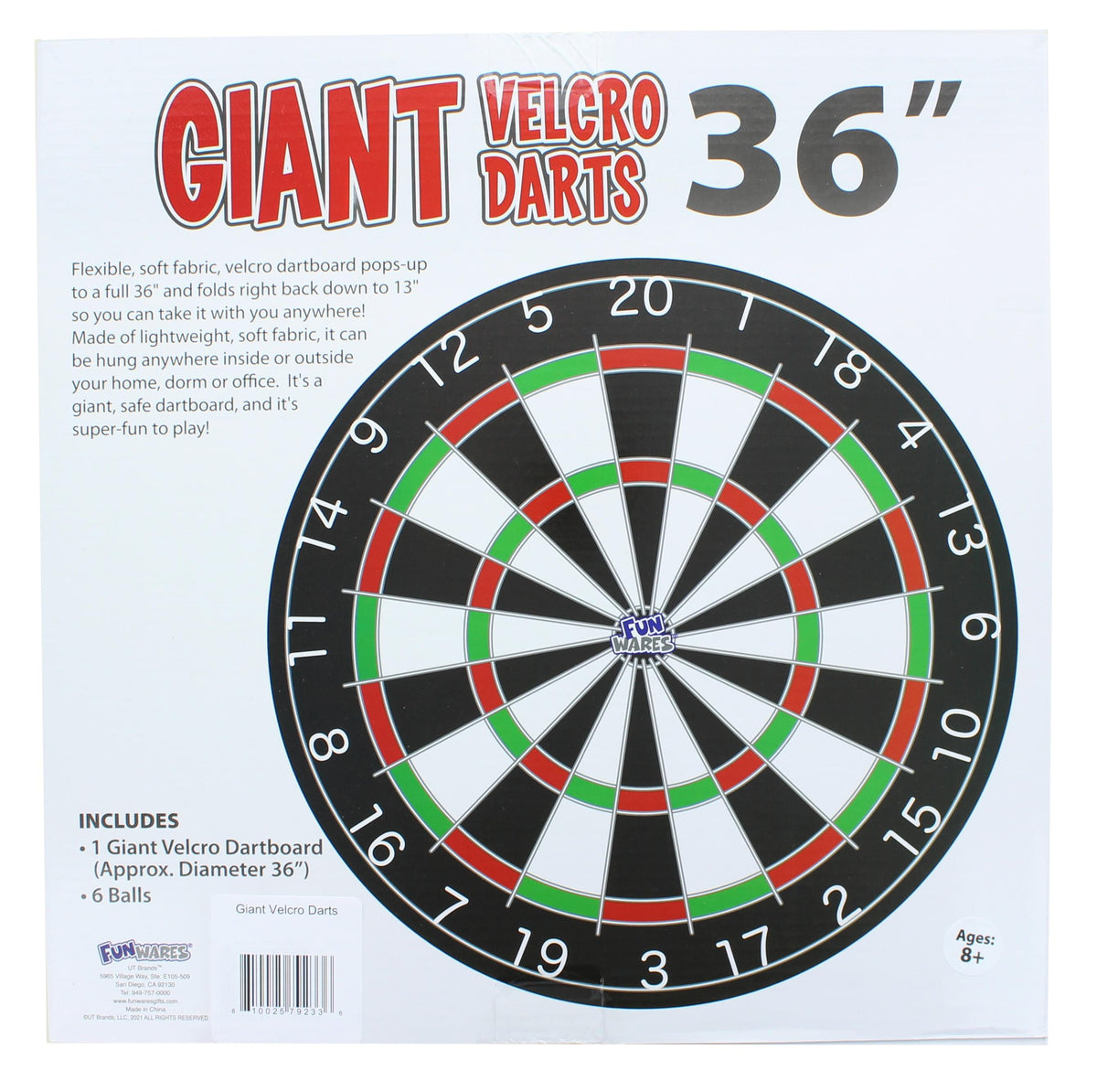 36 Inch Velcro Dartboard with 6 Balls K600