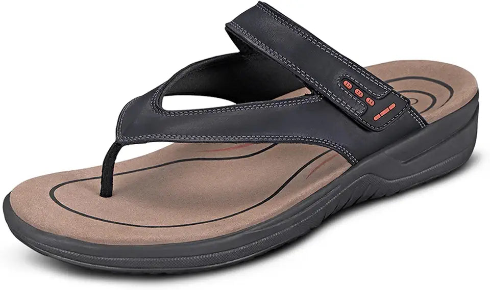 Men's Orthopedic Leather Flip-Flop Sandals A44032