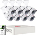 8CH H.265+ Hybrid DVR Security Camera System with 2TB HDD and 8PCS 2.0MP Weatherproof CCTV Bullet Cameras X144881