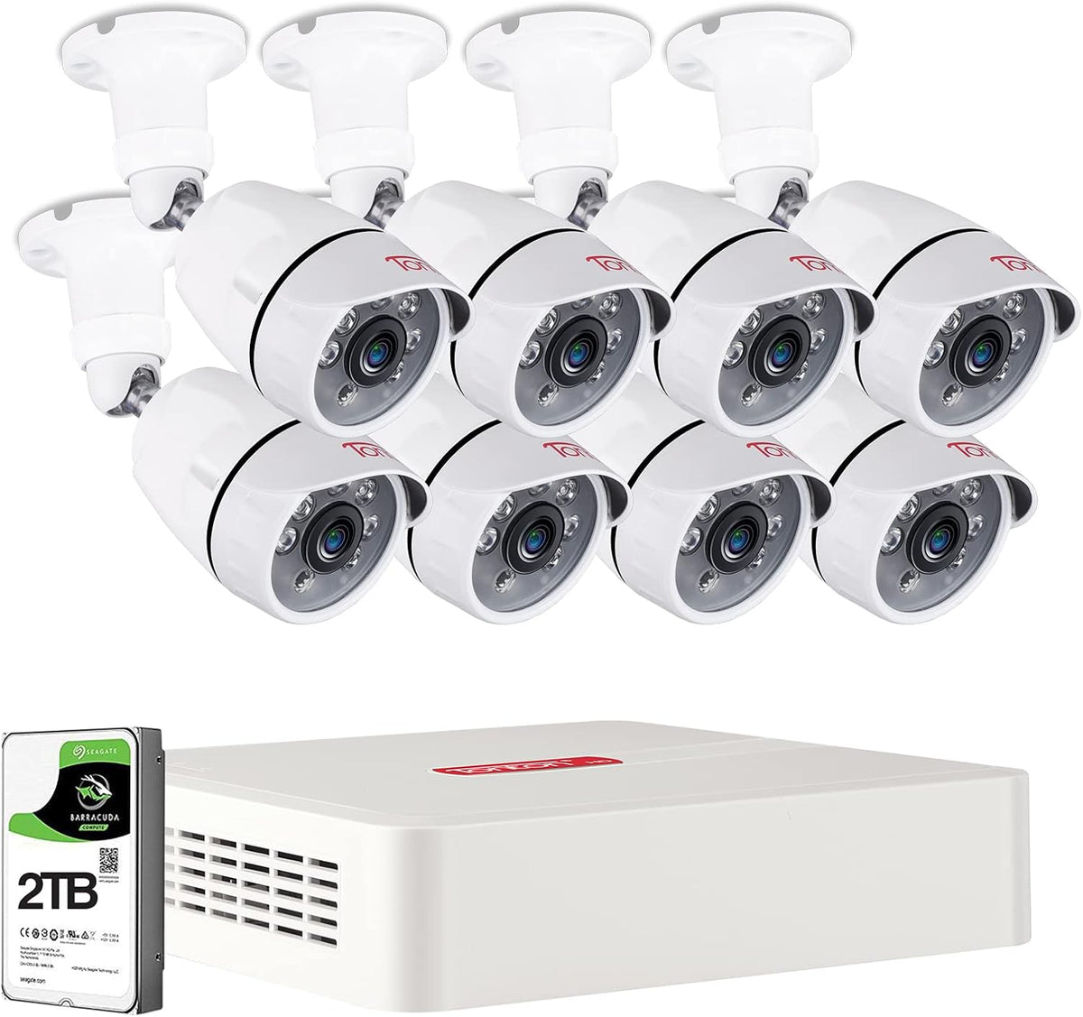 8CH H.265+ Hybrid DVR Security Camera System with 2TB HDD and 8PCS 2.0MP Weatherproof CCTV Bullet Cameras X144881