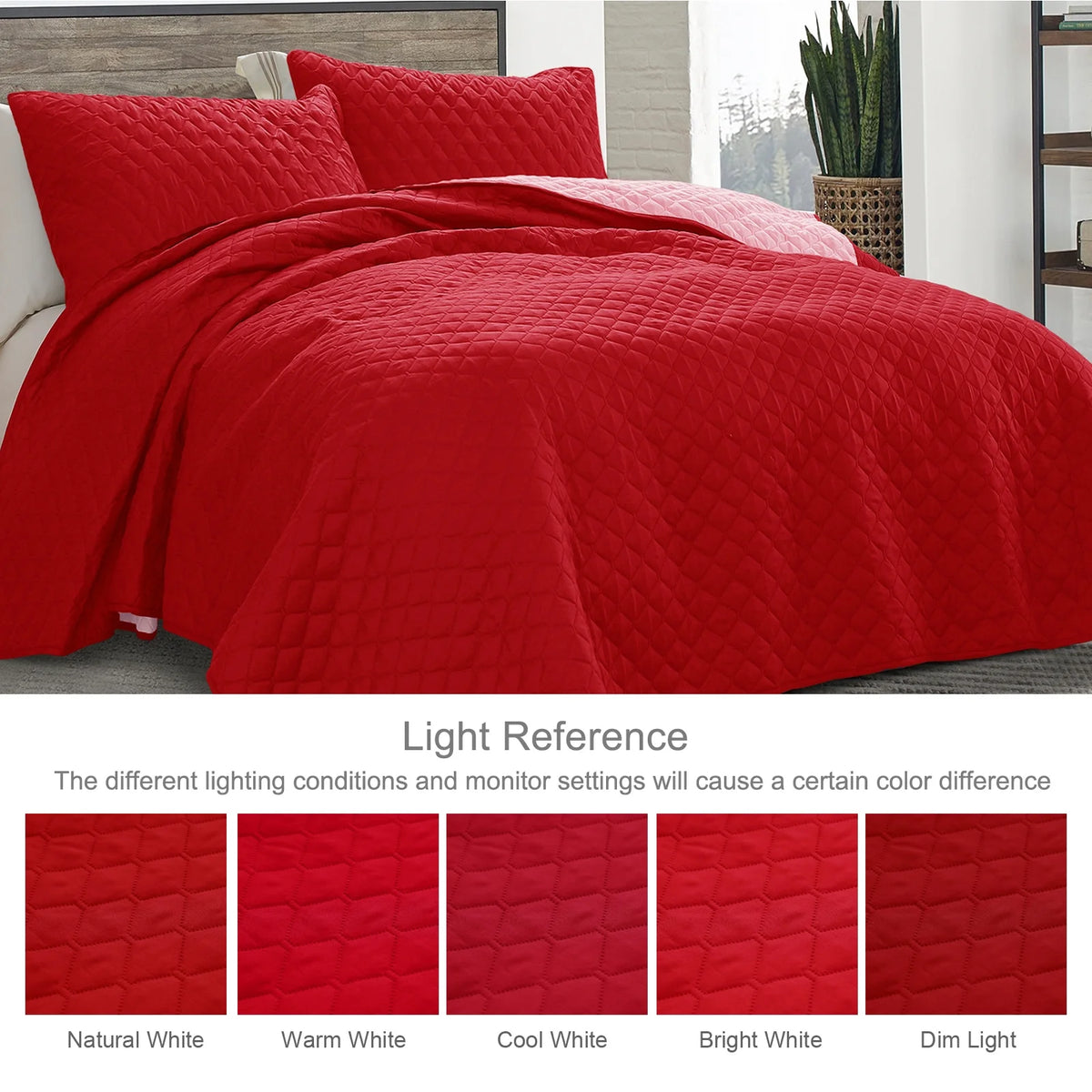 Reversible Twin Quilt Bedding Set with Pillow Sham W93568
