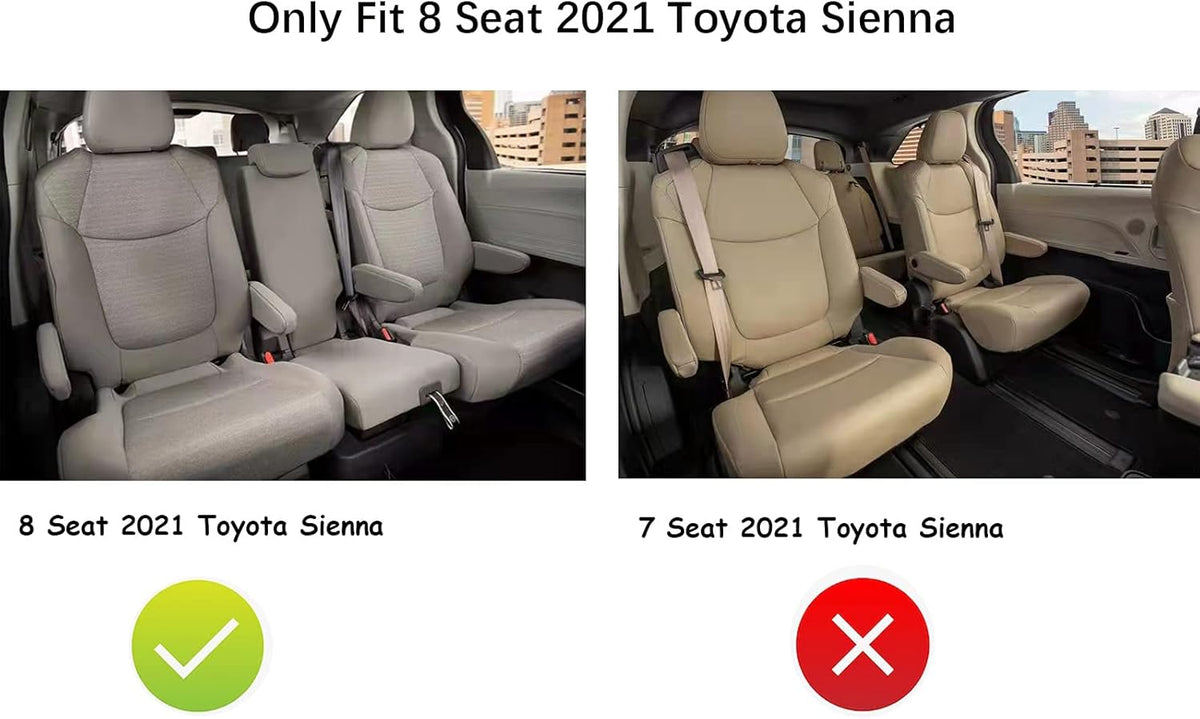 TPE All Weather Custom Fit Floor Liner for Toyota Sienna 8 Seat Full Set, Black Q804317