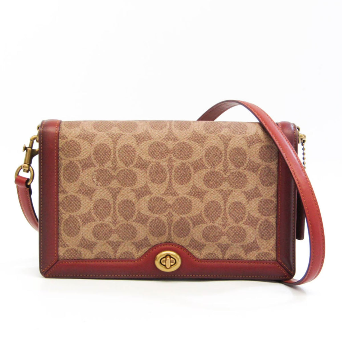 Beige Brown Leather Shoulder Bag H332042
