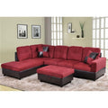 Red 3 Piece Microfiber Faux Leather Sofa Set C202