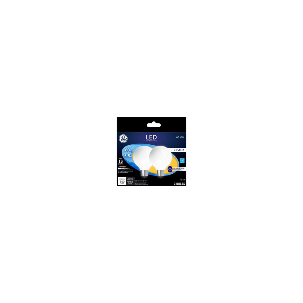 2-Pack 5.5-Watt LED Soft White Dimmable G25 Light Bulbs F6470