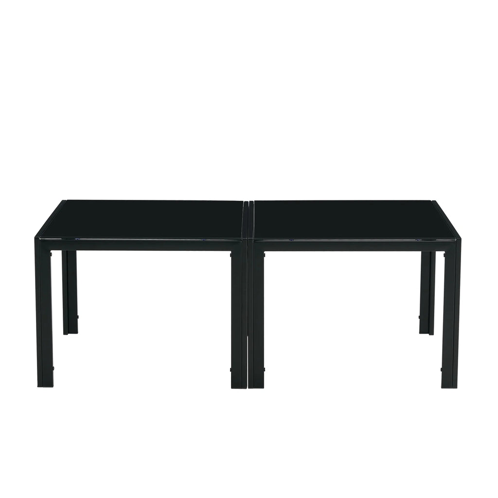 Glass Coffee Table Set of 2 Black F288033