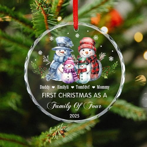 First Christmas Family of Three Footprints Ornament T632