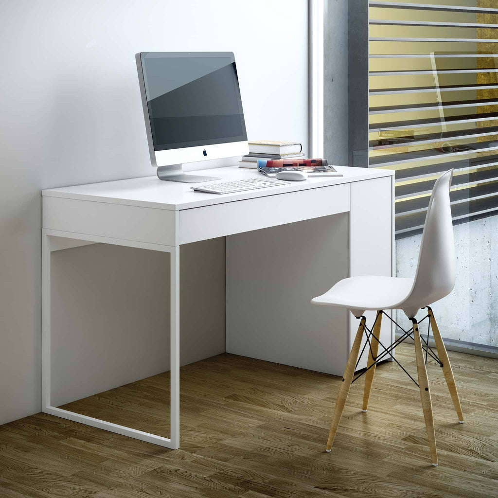 Pure White Chrome Home Office Desk T80437