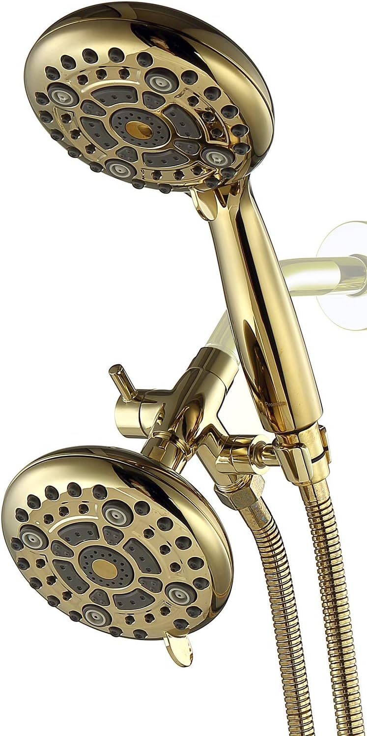 High Pressure Dual Shower Head Combo with 72 Inches Stainless Steel Hose, 3-Way Brass Diverter, Brushed Nickel, Pack of 2 T3520