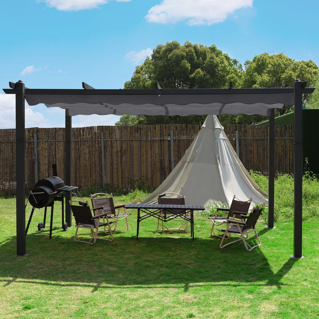 10' x 10' Gray Metal Pergola K8895