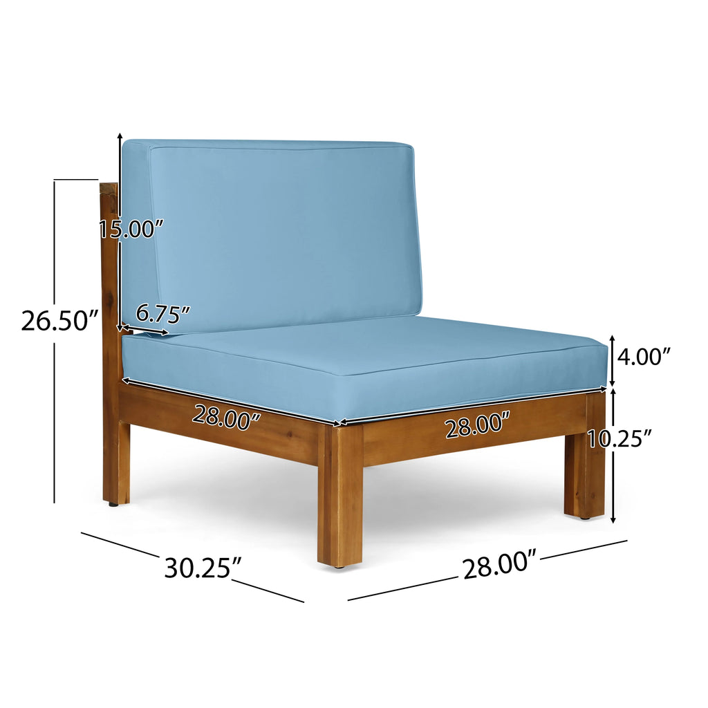 Teak Blue 8 Seater Wood Sectional Sofa Set with Coffee Table I26529