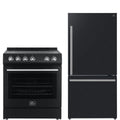 30 Electric Range and Refrigerator in Black with Silver Handles K99626