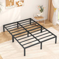 Heavy Duty Queen Size Metal Platform Bed Frame with 14 inch Under Bed Storage, Black P19483