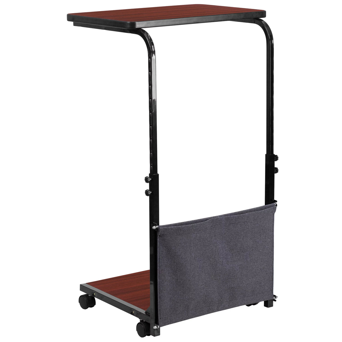 Mahogany Ergonomic Computer Desk with Removable Pouch J676
