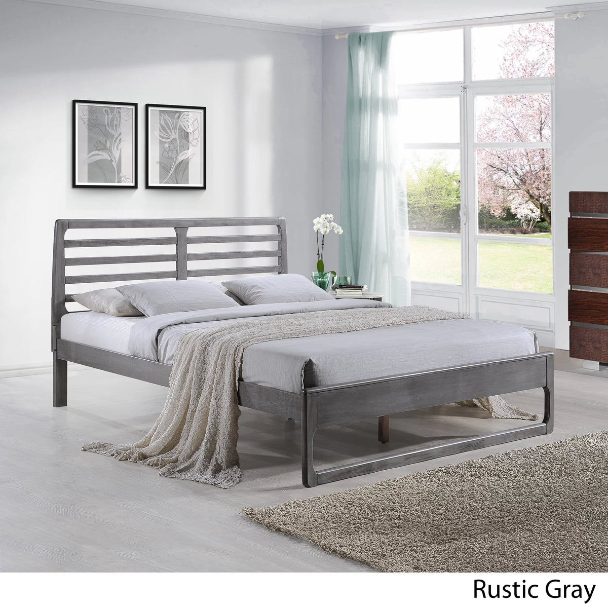 Queen Wooden Platform Bed J70874