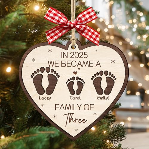 First Christmas Family of Three Footprints Ornament T632