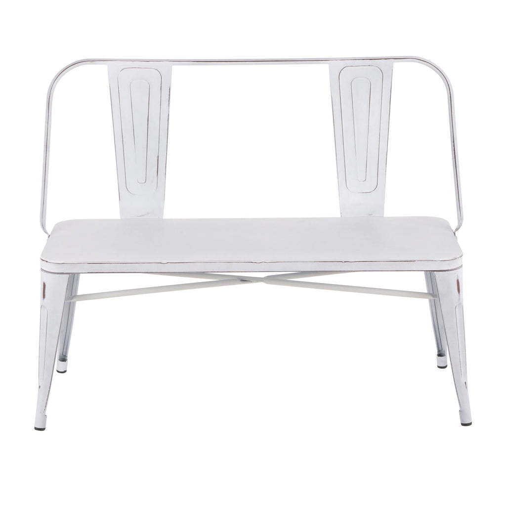 Industrial Metal Bench (Vintage White) Z543989