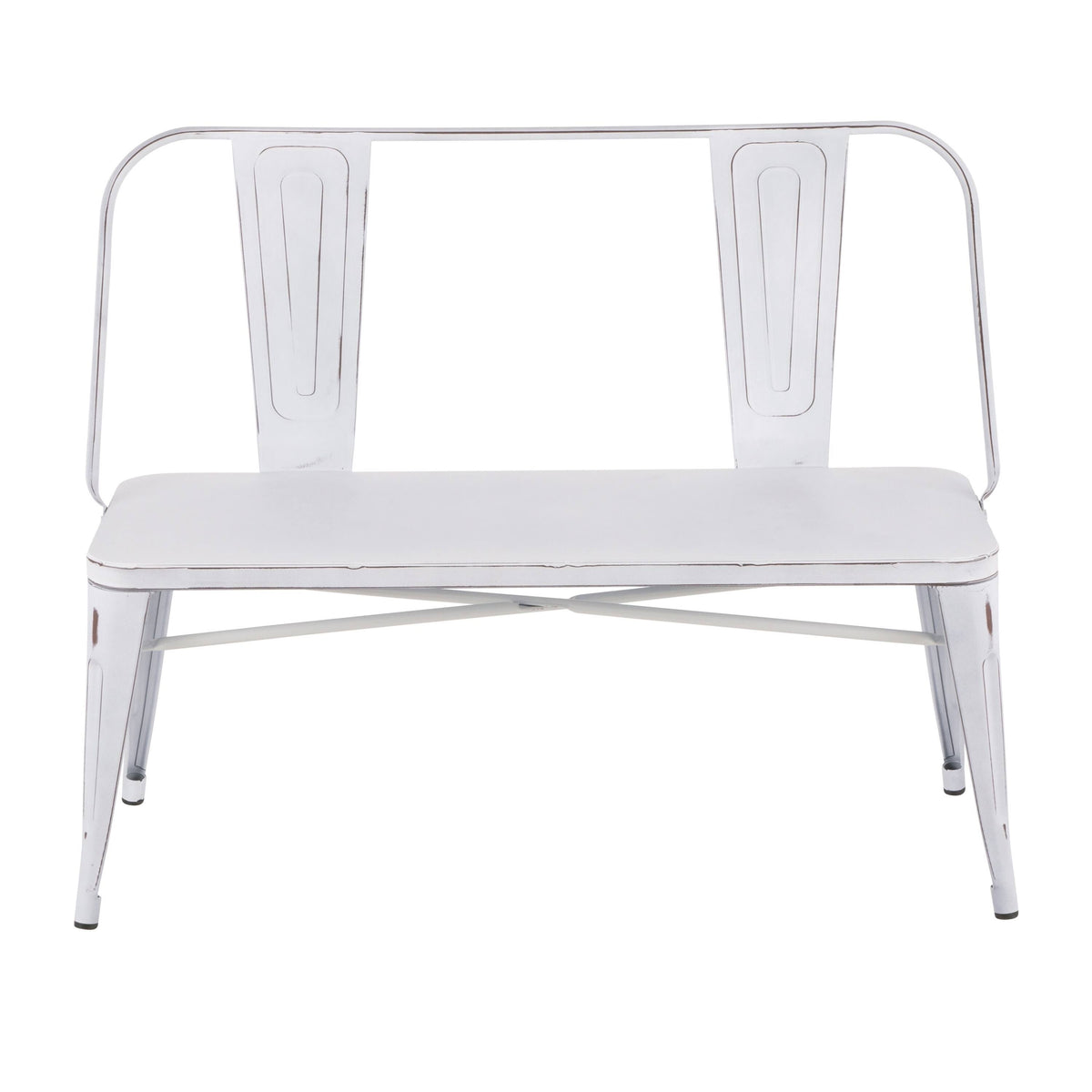 Industrial Metal Bench (Vintage White) Z543989