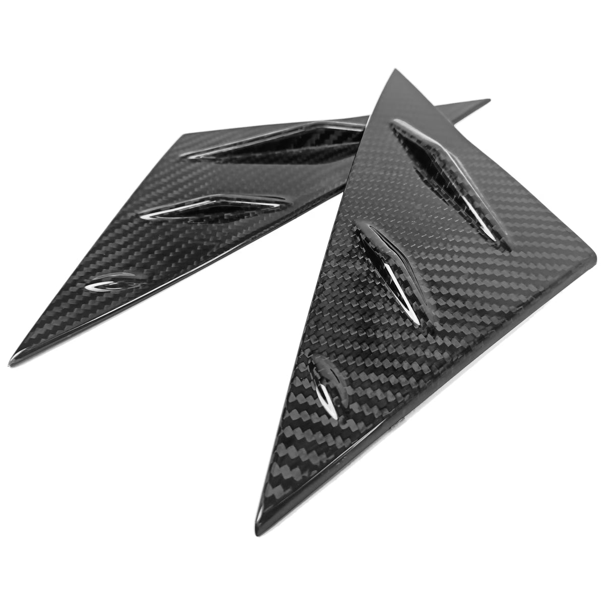 Front Window Louver Real Carbon Fiber Vent Trim 2PCS J2449