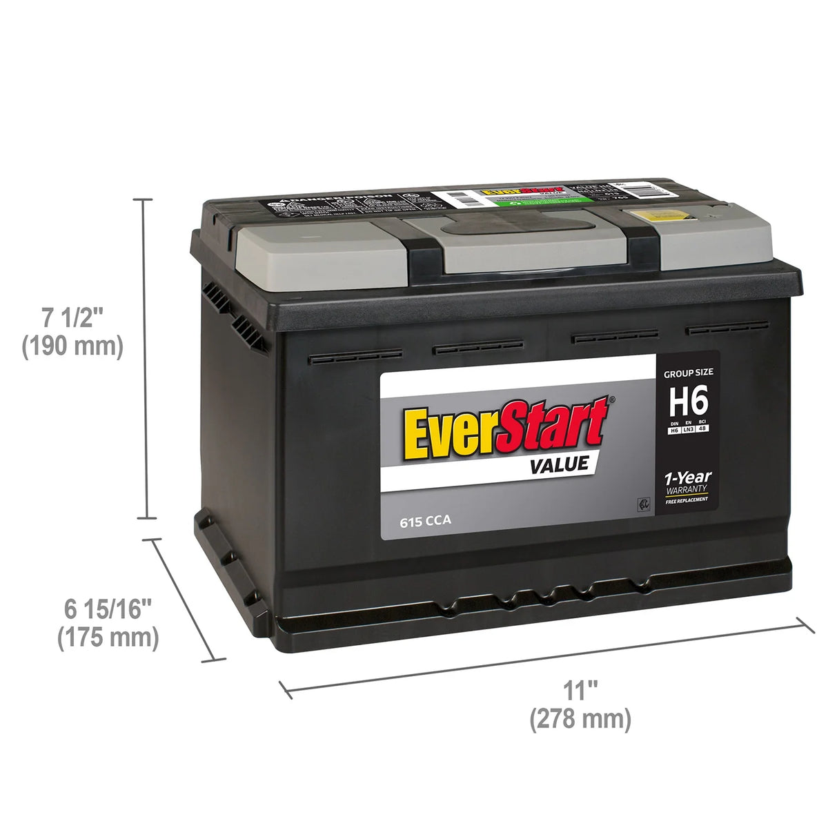 Lead Acid Automotive Battery 12 Volt 615 CCA A309