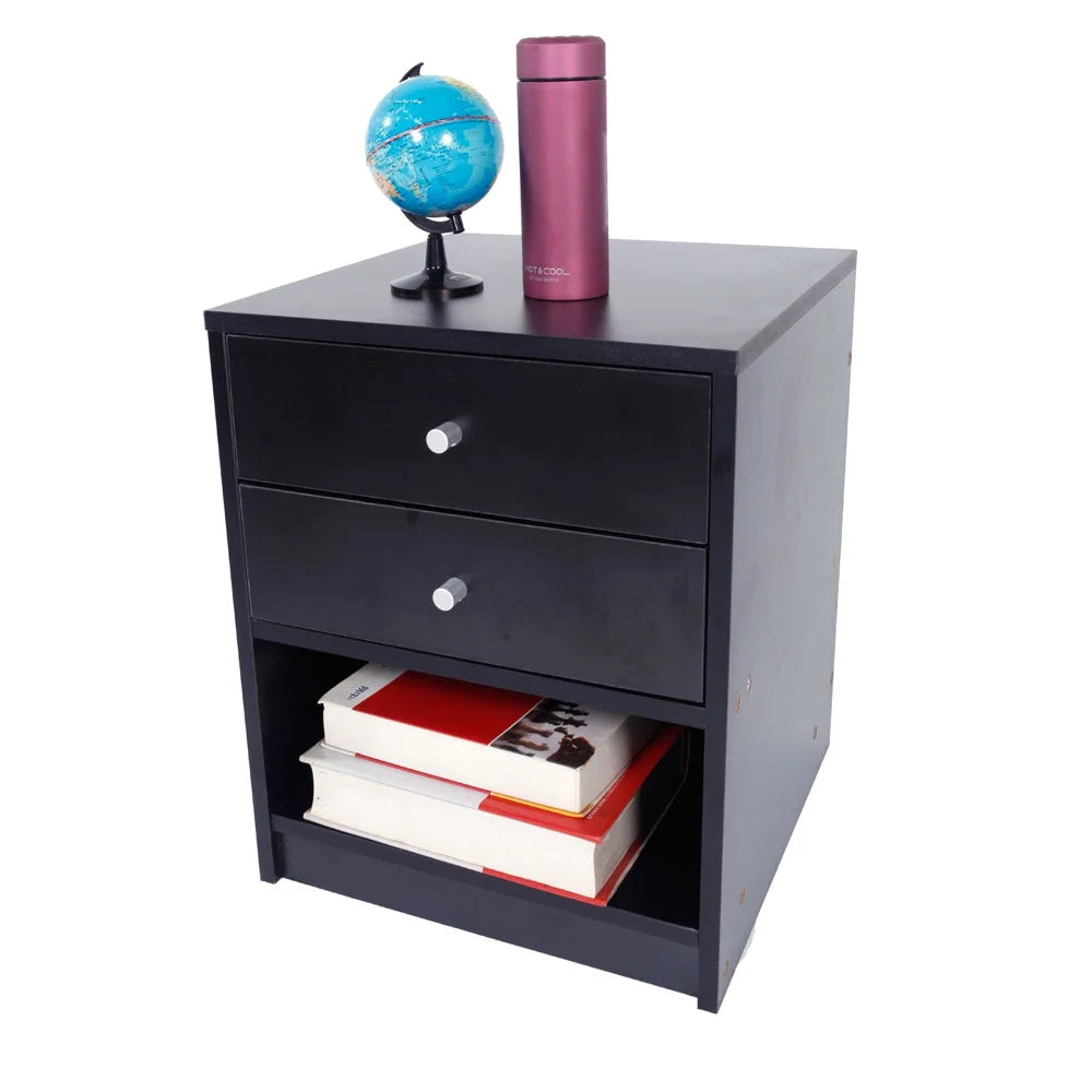 2 Drawer Wooden Nightstand Set of 2 O27234