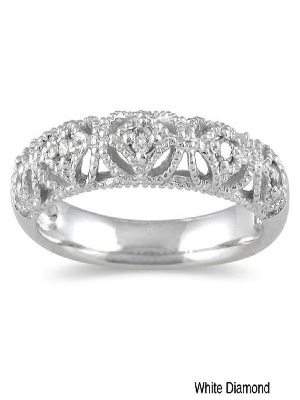Antique Diamond Wedding Ring Band in White Gold S54093
