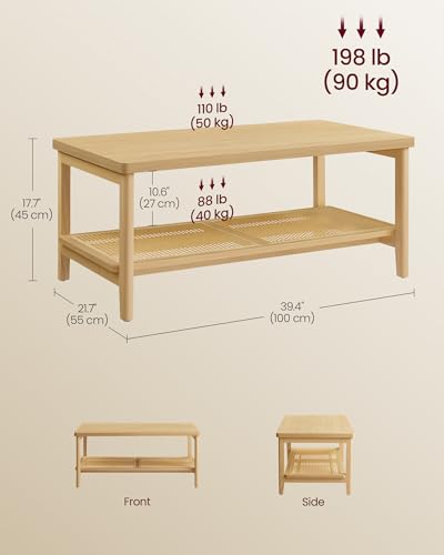 2-Tier Coffee Table with PVC Rattan Storage Shelf C8316