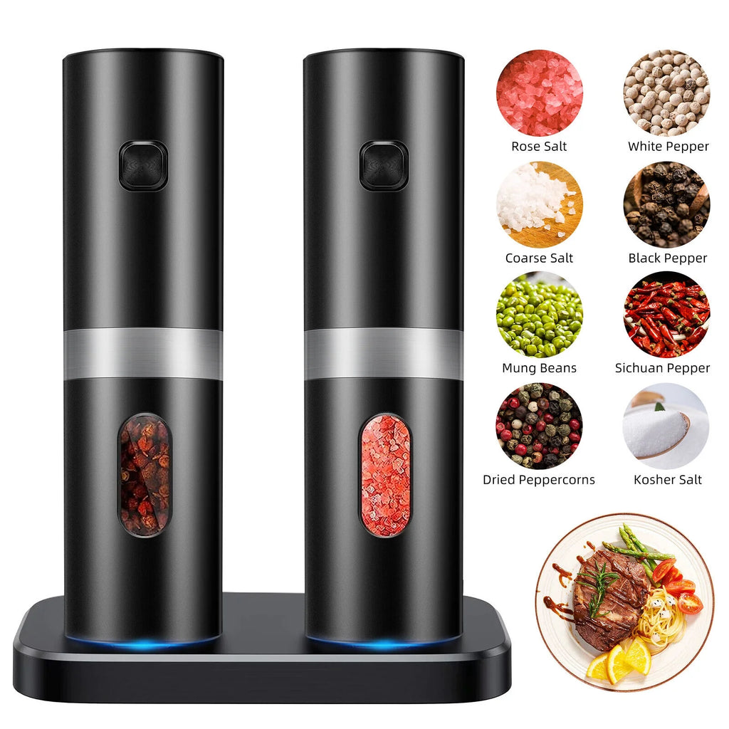 Electric Black Salt & Pepper Grinder USB Mill Z1287