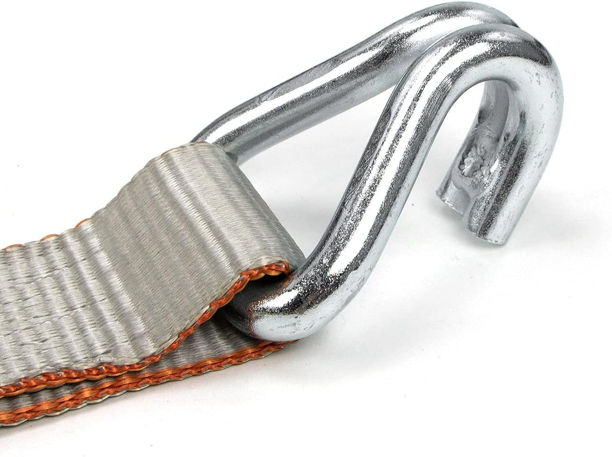 Winch Strap with Heavy Wire Hook, 2 Inch x 15 Foot, 4 Pack, 3,300 Pound Safe Working Load J321966