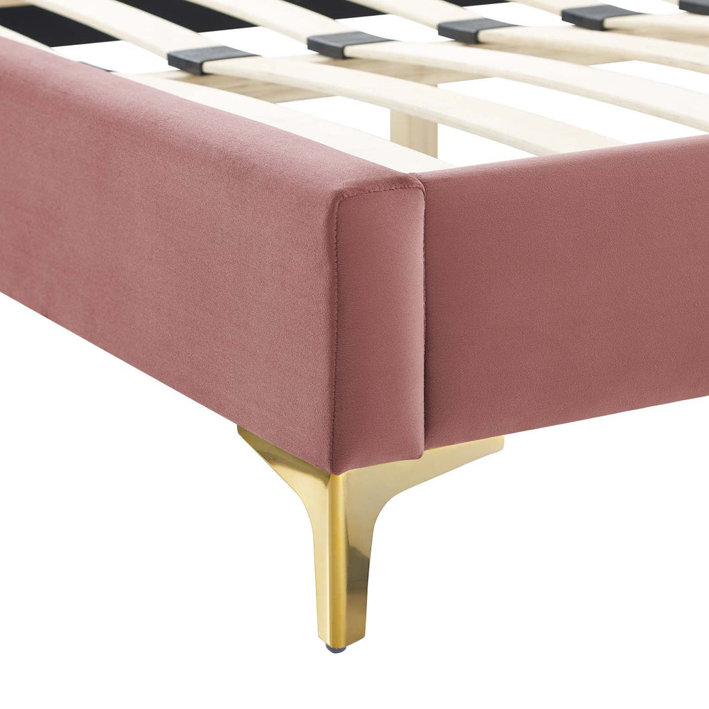 Pink Velvet Tufted Twin Size Platform Bed Frame N496637