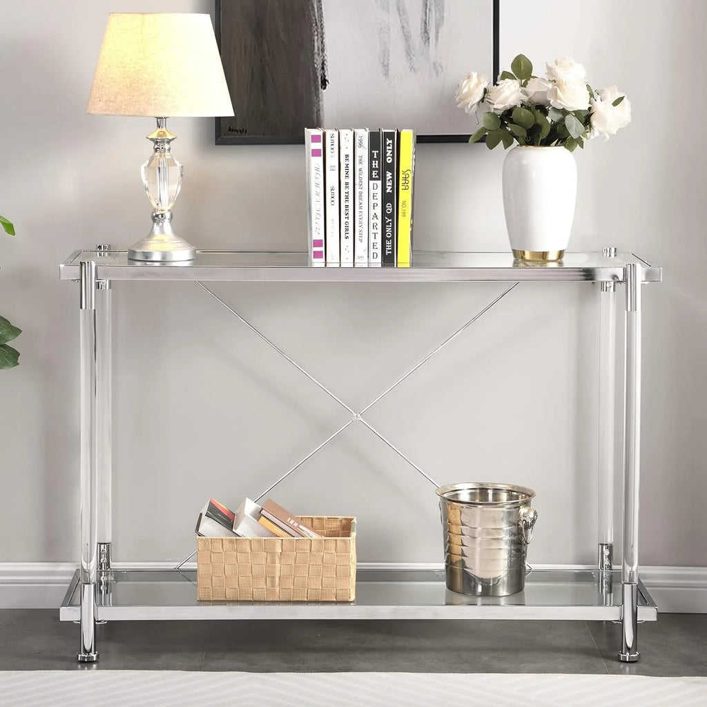Glass Console Tables with Metal Frame E1080