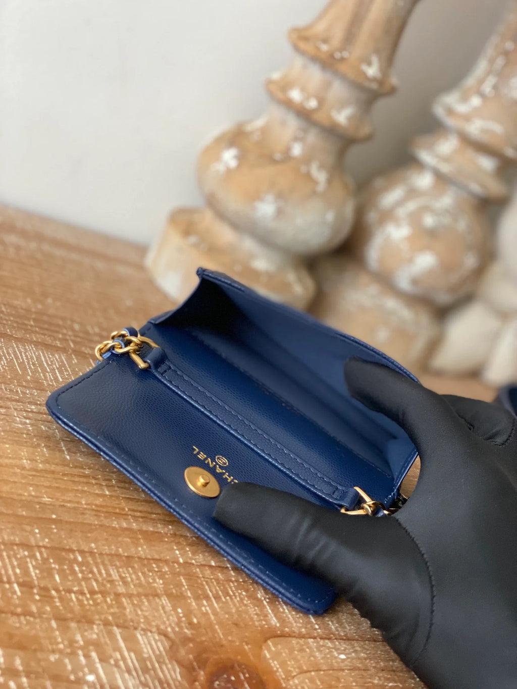 Blue Clutch With Chain B498