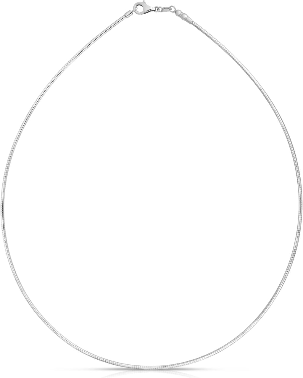 14k White Gold 1.5mm Round Omega Chain Necklace Y9002